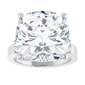 10K White Gold 14x14 mm Cushion Ring Mounting – image 5