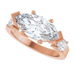 18K Rose Gold 14x7 mm Marquise Ring Mounting – image 8