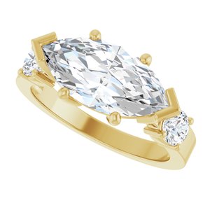 10K Yellow Gold 14x7 mm Marquise Ring Mounting – image 8