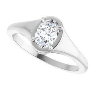 14K X1 White Gold 6.5x4.5 mm Oval Ring Mounting – image 8