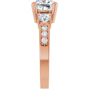 10K Rose Gold 7x7 mm Cushion Ring Mounting – image 7
