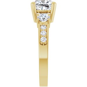 10K Yellow Gold 7x7 mm Cushion Ring Mounting – image 7