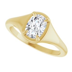 18K Yellow Gold 7x5 mm Elongated Cushion Ring Mounting – image 8