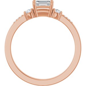 10K Rose Gold 5x3 mm Emerald Ring Mounting – image 3