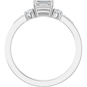 10K White Gold 5x3 mm Emerald Ring Mounting – image 3