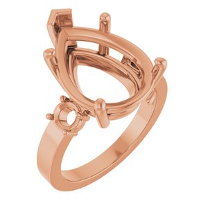 10K Rose Gold 16x12 mm Pear Ring Mounting – image 2