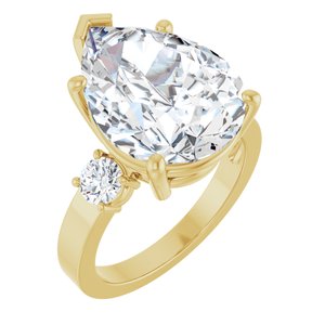 18K Yellow Gold 16x12 mm Pear Ring Mounting