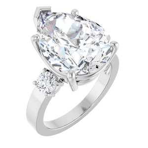 10K White Gold 16x12 mm Pear Ring Mounting
