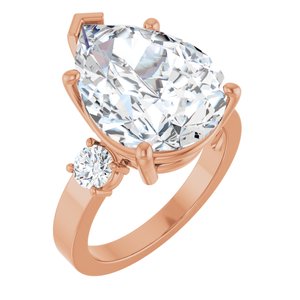 10K Rose Gold 16x12 mm Pear Ring Mounting
