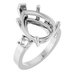 14K White Gold 16x12 mm Pear Ring Mounting – image 2