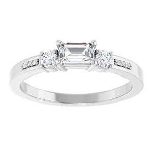 10K White Gold 5x3 mm Emerald Ring Mounting – image 5
