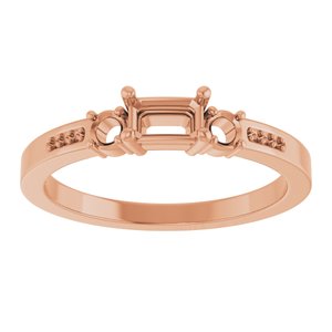 18K Rose Gold 5x3 mm Emerald Ring Mounting – image 6