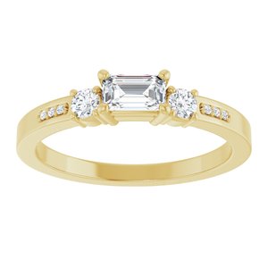 10K Yellow Gold 5x3 mm Emerald Ring Mounting – image 5