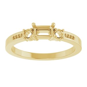 18K Yellow Gold 5x3 mm Emerald Ring Mounting – image 6