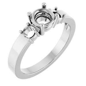 18K White Gold 5.8 mm Round Ring Mounting – image 2