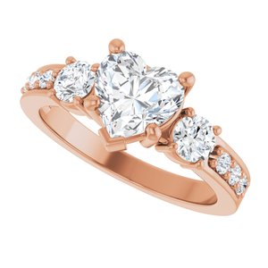 10K Rose Gold 7x7 mm Heart Ring Mounting – image 8