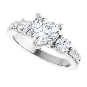 Sterling Silver 7x7 mm Heart Ring Mounting – image 8