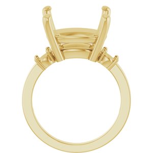 18K Yellow Gold 14x14 mm Cushion Ring Mounting – image 4