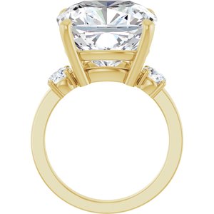 14K Yellow Gold 14x14 mm Cushion Ring Mounting – image 3
