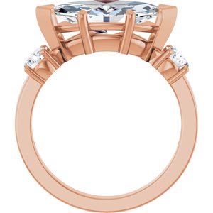 18K Rose Gold 14x7 mm Marquise Ring Mounting – image 3