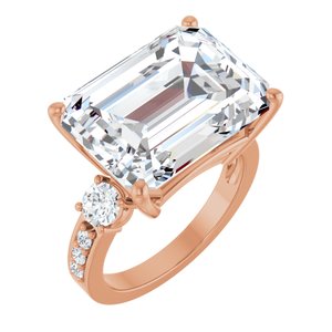 10K Rose Gold 16x12 mm Emerald Ring Mounting