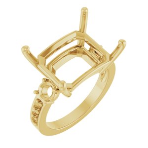 18K Yellow Gold 16x12 mm Emerald Ring Mounting – image 2