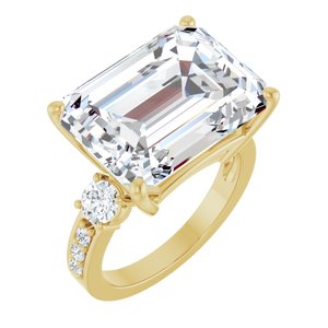 10K Yellow Gold 16x12 mm Emerald Ring Mounting