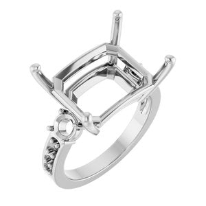 18K White Gold 16x12 mm Emerald Ring Mounting – image 2