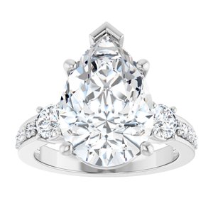 14K White Gold 15x10 mm Pear Ring Mounting – image 5