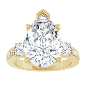 14K Yellow Gold 15x10 mm Pear Ring Mounting – image 5