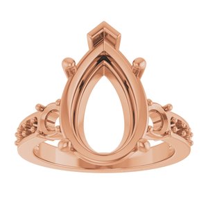 10K Rose Gold 15x10 mm Pear Ring Mounting – image 6