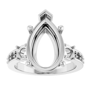 Sterling Silver 15x10 mm Pear Ring Mounting – image 6