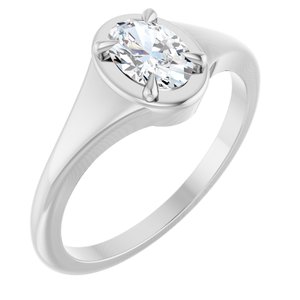 Sterling Silver 6.5x4.5 mm Oval Ring Mounting