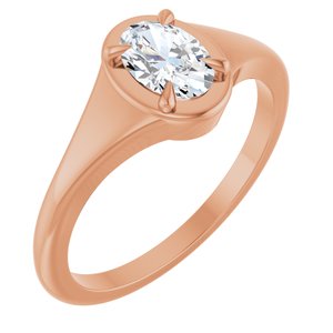 18K Rose Gold 6.5x4.5 mm Oval Ring Mounting