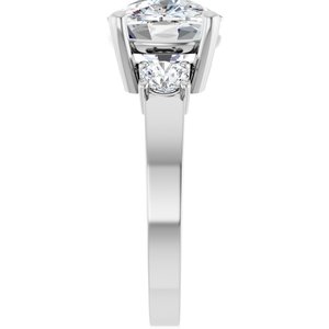 10K White Gold 11x9 mm Elongated Cushion Ring Mounting – image 7