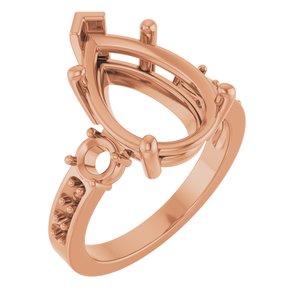 14K Rose Gold 15x10 mm Pear Ring Mounting – image 2
