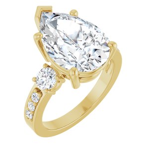 14K Yellow Gold 15x10 mm Pear Ring Mounting