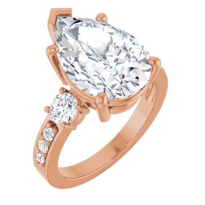 10K Rose Gold 15x10 mm Pear Ring Mounting