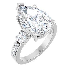 Platinum 15x10 mm Pear Ring Mounting