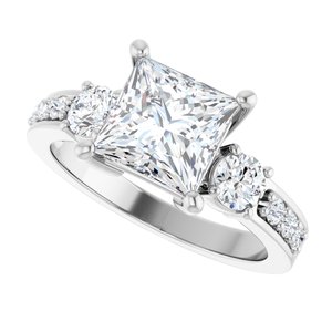 10K White Gold 7x7 mm Square Ring Mounting – image 8
