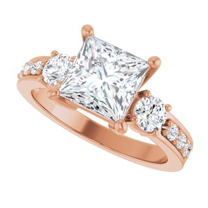 18K Rose Gold 7x7 mm Square Ring Mounting – image 8