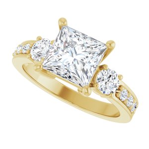 10K Yellow Gold 7x7 mm Square Ring Mounting – image 8