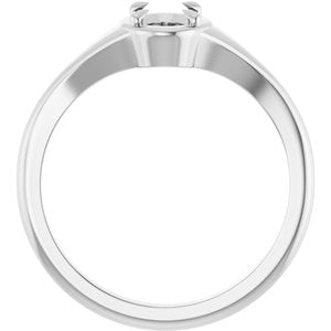 14K White Gold 6.5x4.5 mm Oval Ring Mounting – image 4