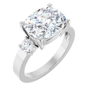 10K White Gold 11x9 mm Elongated Cushion Ring Mounting