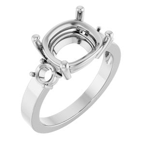 14K White Gold 11x9 mm Elongated Cushion Ring Mounting – image 2