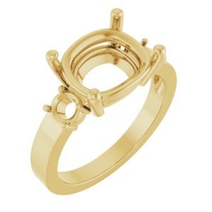14K Yellow Gold 11x9 mm Elongated Cushion Ring Mounting – image 2