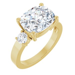 18K Yellow Gold 11x9 mm Elongated Cushion Ring Mounting