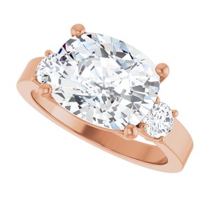 14K Rose Gold 11x9 mm Elongated Cushion Ring Mounting – image 8