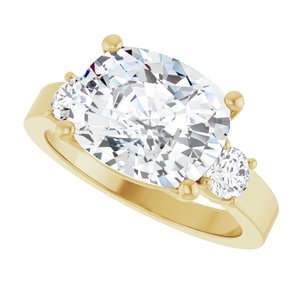 18K Yellow Gold 11x9 mm Elongated Cushion Ring Mounting – image 8