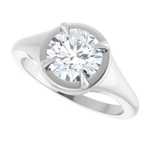 18K White Gold 7.4 mm Round Ring Mounting – image 8